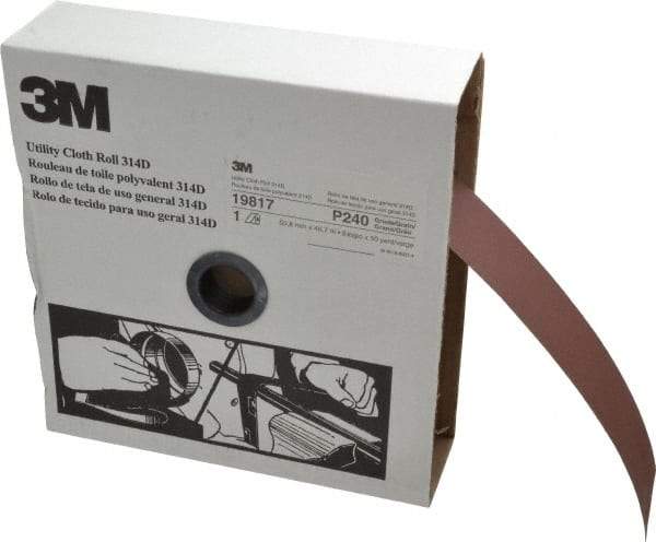 3M - 2" x 50 Yd 240 Grit Aluminum Oxide Cloth Roll - Very Fine Grade, J Weighted Backing - Eagle Tool & Supply