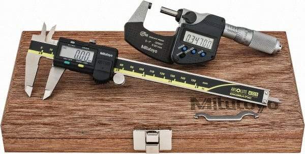 Mitutoyo - 4 Piece, Machinist Caliper and Micrometer Tool Kit - 0 to 6 Inch Caliper, 0 to 1 Inch Micrometer, 0.0001 Inch Graduation - Eagle Tool & Supply