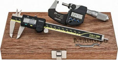 Mitutoyo - 4 Piece, Machinist Caliper and Micrometer Tool Kit - 0 to 6 Inch Caliper, 0 to 1 Inch Micrometer, 0.0001 Inch Graduation - Eagle Tool & Supply