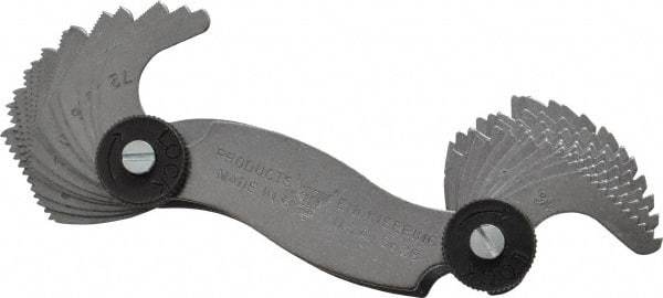 PEC Tools - 28 Leaf, 4 to 80 TPI Range, Steel Screw Pitch Gage - 60° Thread Angle - Eagle Tool & Supply