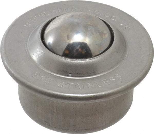 SKF - Round, Stainless Steel Ball Transfer - 9.5mm Mount Height, 77 Lb. Capacity - Eagle Tool & Supply