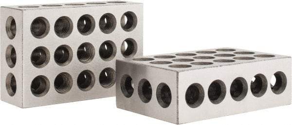 Value Collection - 0.0003 Squareness Per Inch, Hardened Steel, 1-2-3 Block with 23 Hole Setup Block - 0.0001 to 0.0007 Inch Overall Tolerance, 3/8 - 16 Inch Tapped Hole Size, 56-60 HRC Hardness, Sold As Matched Pair - Eagle Tool & Supply