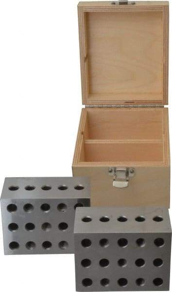 Suburban Tool - 0.0001 Squareness Per Inch, Hardened Steel, 2-3-4 Block with 23 Hole Setup Block - 3/8 - 16 Inch Tapped Hole Size, Sold As Matched Pair - Eagle Tool & Supply