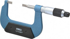 Fowler - 1" to 2" Mechanical Baked Enamel (Frame) & Satin Chrome (Graduations) Coated Blade Micrometer - 0.0001" Graduation, 0.03" Blade Thickness, Ratchet Stop Thimble - Eagle Tool & Supply