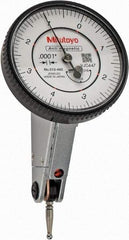 Mitutoyo - 0.016 Inch Range, 0.0001 Inch Dial Graduation, Horizontal Dial Test Indicator - 1.5748 Inch White Dial, 0-4-0 Dial Reading, Accurate to 0.0002 Inch - Eagle Tool & Supply