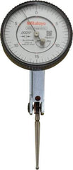 Mitutoyo - 0.06 Inch Range, 0.0005 Inch Dial Graduation, Horizontal Dial Test Indicator - 1.5748 Inch White Dial, 0-15-0 Dial Reading, Accurate to 0.0005 Inch - Eagle Tool & Supply