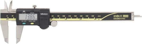 Mitutoyo - 0 to 150mm Range, 0.01mm Resolution, Electronic Caliper - Stainless Steel with 40mm Stainless Steel Jaws, 0.03mm Accuracy, SPC Output - Eagle Tool & Supply