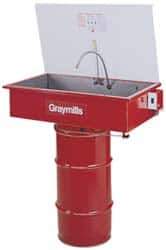 Graymills - Drum Mount Solvent-Based Parts Washer - 20 Gal Max Operating Capacity, Steel Tank, 67-1/8" High x 36" Long x 20" Wide, 115 Input Volts - Eagle Tool & Supply