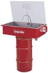 Graymills - Drum Mount Solvent-Based Parts Washer - 10 Gal Max Operating Capacity, Steel Tank, 65" High x 32" Long x 18" Wide, 115 Input Volts - Eagle Tool & Supply