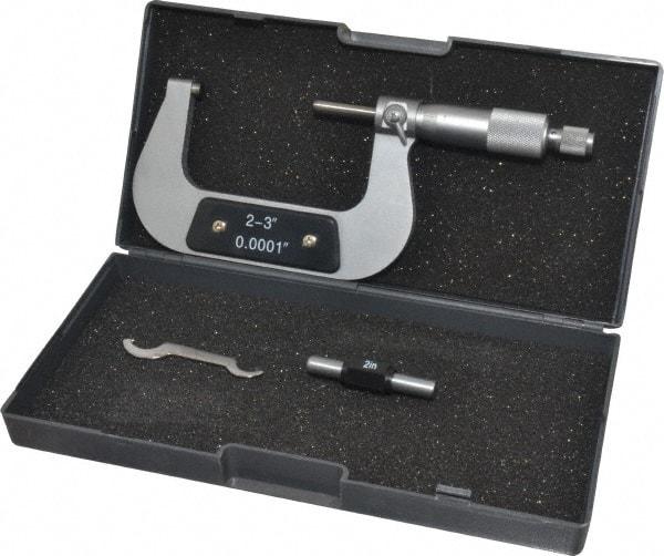 Value Collection - 2 to 3" Range, 0.0001" Graduation, Mechanical Outside Micrometer - Ratchet Stop Thimble - Eagle Tool & Supply