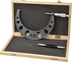 Value Collection - 5 to 6" Range, 0.0001" Graduation, Mechanical Outside Micrometer - Ratchet Stop Thimble - Eagle Tool & Supply