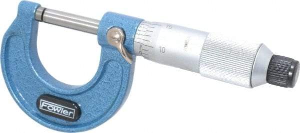 Fowler - 0 to 1" Range, 0.0001" Graduation, Mechanical Outside Micrometer - Friction Thimble, Accurate to 0.0001" - Eagle Tool & Supply