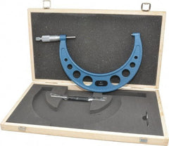 Fowler - 6 to 7" Range, 0.0001" Graduation, Mechanical Outside Micrometer - Ratchet Stop Thimble, Accurate to 0.0003" - Eagle Tool & Supply