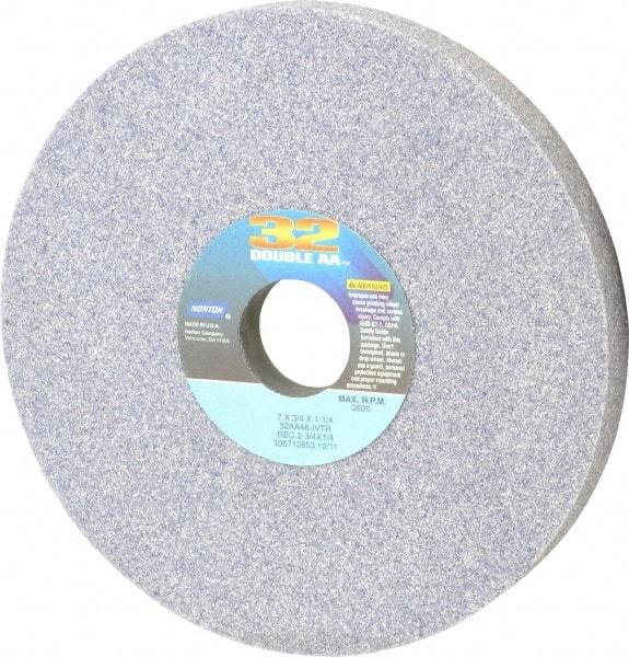 Norton - 7" Diam x 1-1/4" Hole x 3/4" Thick, I Hardness, 46 Grit Surface Grinding Wheel - Aluminum Oxide, Type 1, Coarse Grade, 3,600 Max RPM, Vitrified Bond, One Side Recess - Eagle Tool & Supply