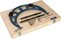 Fowler - Mechanical, 12 to 16 Inch Range, Carbide Face Interchangeable Anvil Micrometer - Ratchet Stop Thimble, 0.001 Inch Graduation, Includes Case and Standards - Eagle Tool & Supply