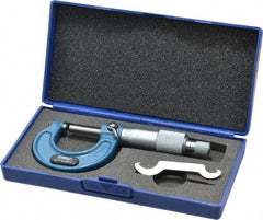 Fowler - Mechanical, 0 to 1 Inch Measurement, Baked Enamel Frame, Satin Chrome Graduations, Ball Anvil Micrometer - Accuracy up to 0.0001 Inch, 0.0001 Inch Graduation, Ratchet Stop Thimble - Eagle Tool & Supply