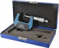 Fowler - 1 to 2 Inch, 0.001 Inch Graduation, Ratchet Stop Thimble, Mechanical Disc Micrometer - 0.00016 Inch Accuracy, 0.787 Inch Disc, 0.256 Inch Spindle - Eagle Tool & Supply