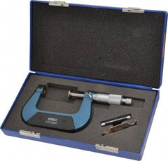 Fowler - 2 to 3 Inch, 0.001 Inch Graduation, Ratchet Stop Thimble, Mechanical Disc Micrometer - 0.00024 Inch Accuracy, 0.787 Inch Disc, 0.256 Inch Spindle - Eagle Tool & Supply