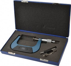 Fowler - 3 to 4 Inch, 0.001 Inch Graduation, Ratchet Stop Thimble, Mechanical Disc Micrometer - 0.00024 Inch Accuracy, 0.945 Inch Disc, 0.256 Inch Spindle - Eagle Tool & Supply