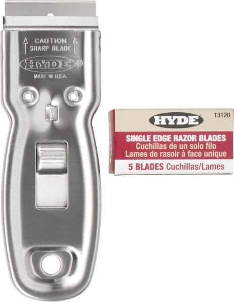 Hyde Tools - Stiff Carbon Steel 1-Edge Scraper Set - 1-1/2" Blade Width - Eagle Tool & Supply