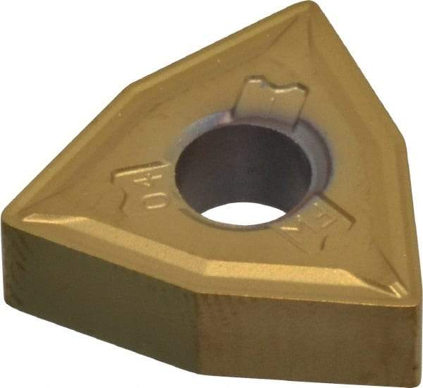 Kennametal - WNMG431 FW Grade KT315 Cermet Turning Insert - TiN/TiCN/TiN Finish, 80° Trigon, 1/2" Inscr Circle, 3/16" Thick, 1/64" Corner Radius - Eagle Tool & Supply