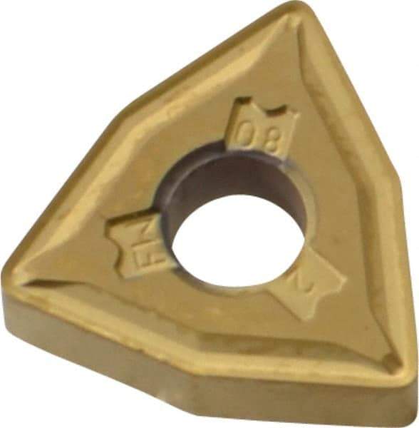 Kennametal - WNMG432 FW Grade KT315 Cermet Turning Insert - TiN/TiCN/TiN Finish, 80° Trigon, 1/2" Inscr Circle, 3/16" Thick, 1/32" Corner Radius - Eagle Tool & Supply