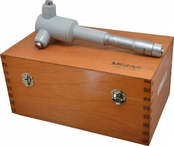 Mitutoyo - 4" to 5", Mechanical Inside Hole Micrometer - 0.0002" Graduation, 0.00025" Accuracy, Ratchet Stop Thimble - Eagle Tool & Supply
