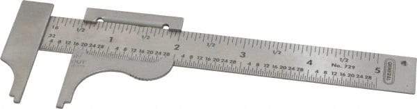 General - 0 to 4" Stainless Steel Vernier Caliper - 1/32 & 1/16" Graduation, 3/4" Jaw Depth, 0.03mm Accuracy - Eagle Tool & Supply