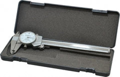 Fowler - 0" to 6" Range, 0.001" Graduation, 0.1" per Revolution, Dial Caliper - White Face, 1.6" Jaw Length - Eagle Tool & Supply