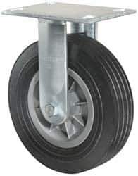 Hamilton - 10" Diam x 2-3/4" Wide x 11-1/2" OAH Top Plate Mount Rigid Caster - Rubber, 500 Lb Capacity, Ball Bearing, 4-1/2 x 6-1/4" Plate - Eagle Tool & Supply