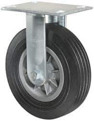 Hamilton - 10" Diam x 2-3/4" Wide x 11-1/2" OAH Top Plate Mount Rigid Caster - Rubber, 500 Lb Capacity, Ball Bearing, 4-1/2 x 6-1/4" Plate - Eagle Tool & Supply