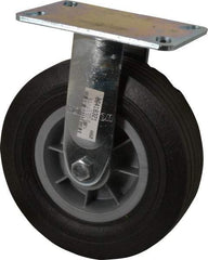 Hamilton - 8" Diam x 2-1/2" Wide x 9-1/2" OAH Top Plate Mount Rigid Caster - Rubber, 400 Lb Capacity, Ball Bearing, 4-1/2 x 6-1/4" Plate - Eagle Tool & Supply