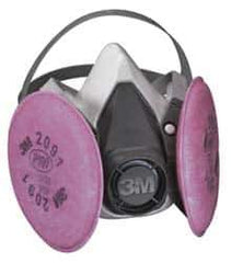 3M - Size S, P100 NIOSH Filter Rating, Thermoplastic Elastomer, Half Mask Facepiece Respirator Assembly - Protection from Oil and Non-Oil Based Particles, 4 Point Suspension - Eagle Tool & Supply