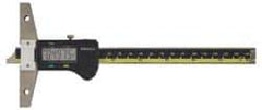 Mitutoyo - 0" to 8" Stainless Steel Electronic Depth Gage - 0.03mm Accuracy, 0.01mm Resolution, 4" Base Length - Eagle Tool & Supply