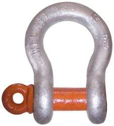 CM - 7/16" Nominal Chain Size, 2.6 Ton Alloy Steel Screw Anchor Shackle - 19/32" Diam, 1/2" Pin Diam, 3/4" Wide Inside Jaw, 1-1/32" Inside Width - Eagle Tool & Supply