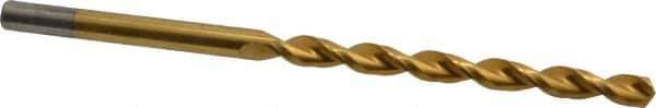 Cleveland - 5/16", 135° Point, Parabolic Flute, Cobalt Taper Length Drill Bit - TiN Finish, 4" Flute Length, 6-3/8" OAL, Series 2575T - Eagle Tool & Supply