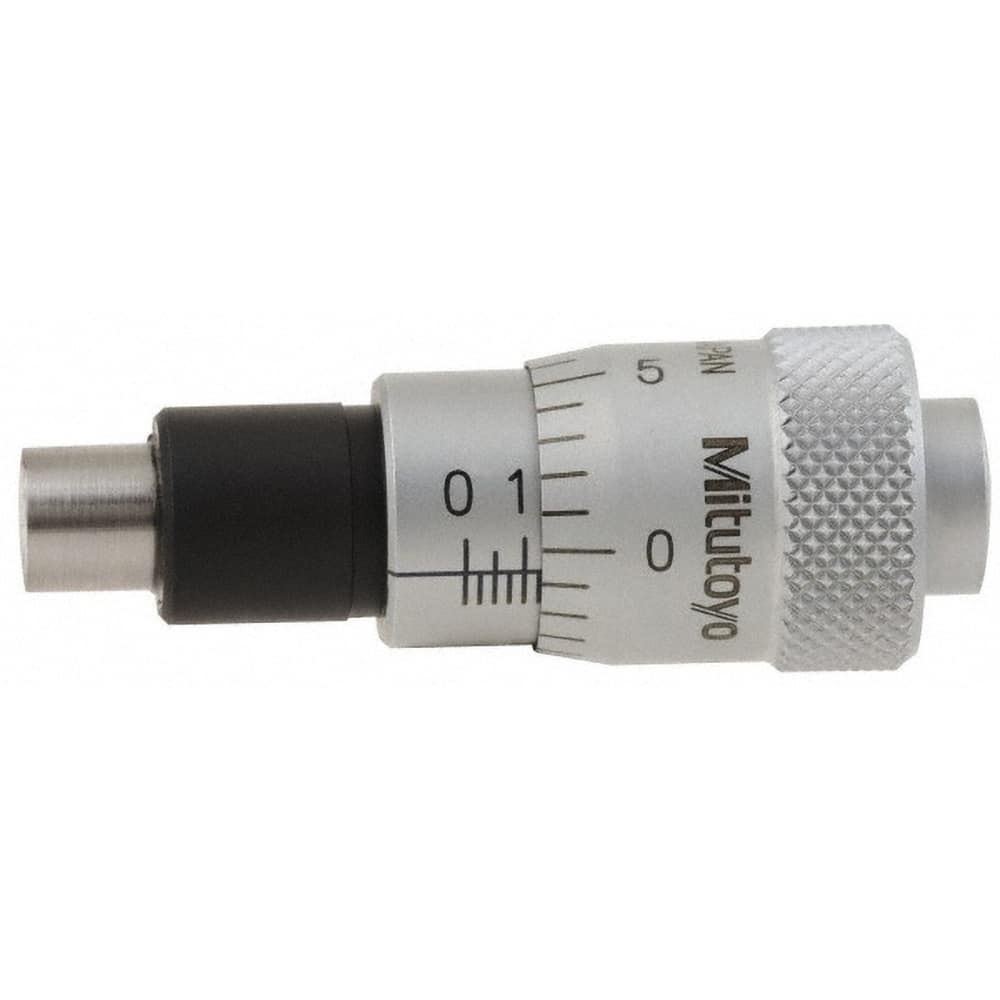 Mitutoyo - 1/2 Inch, 1.14 Inch Thimble, 6.35mm Diameter x 0.6102 Inch Long Spindle, Mechanical Micrometer Head - Eagle Tool & Supply