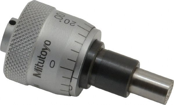 Mitutoyo - 1/4 Inch, 0.79 Inch Thimble, 6.35mm Diameter x 0.3543 Inch Long Spindle, Mechanical Micrometer Head - Eagle Tool & Supply