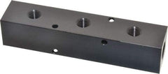 Made in USA - 1/4" Inlet, 1/8" Outlet Manifold - 4-3/4" Long x 1" Wide x 1" High, 0.17" Mount Hole, 2 Inlet Ports, 3 Outlet Ports - Eagle Tool & Supply