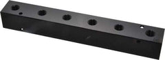 Made in USA - 3/8" Inlet, 1/4" Outlet Manifold - 9-1/4" Long x 1-1/4" Wide x 1-1/4" High, 0.2" Mount Hole, 2 Inlet Ports, 6 Outlet Ports - Eagle Tool & Supply