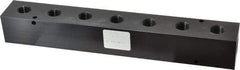 Made in USA - 1/2" Inlet, 3/8" Outlet Manifold - 10-3/4" Long x 1-1/2" Wide x 1-1/2" High, 0.2" Mount Hole, 2 Inlet Ports, 7 Outlet Ports - Eagle Tool & Supply