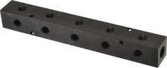 Made in USA - 1/4" Inlet, 1/8" Outlet Manifold - 7-1/2" Long x 1" Wide x 1" High, 0.17" Mount Hole, 2 Inlet Ports, 5 Outlet Ports - Eagle Tool & Supply