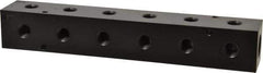 Made in USA - 1/2" Inlet, 1/4" Outlet Manifold - 9-1/4" Long x 1-1/2" Wide x 1-1/2" High, 0.2" Mount Hole, 2 Inlet Ports, 6 Outlet Ports - Eagle Tool & Supply
