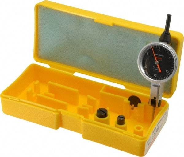 Peacock - 0.03 Inch Range, 0.0005 Inch Dial Graduation, Horizontal Dial Test Indicator - 1-3/8 Inch Black Dial, 0-15-0 Dial Reading, Accurate to 0.0005 Inch - Eagle Tool & Supply