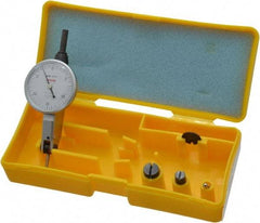 Peacock - 0.03 Inch Range, 0.0005 Inch Dial Graduation, Horizontal Dial Test Indicator - 1-3/8 Inch White Dial, 0-15-0 Dial Reading, Accurate to 0.0005 Inch - Eagle Tool & Supply