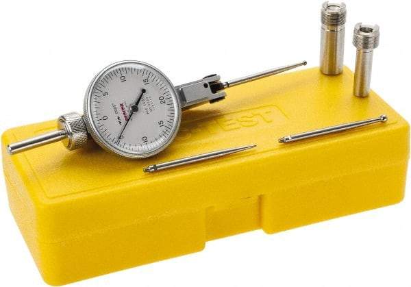 Peacock - 0.04 Inch Range, 0.0005 Inch Dial Graduation, Horizontal Dial Test Indicator - 1-3/8 Inch White Dial, 0-20-0 Dial Reading, Accurate to 0.001 Inch - Eagle Tool & Supply