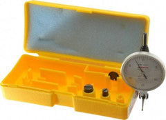 Peacock - 0.03 Inch Range, 0.0005 Inch Dial Graduation, Horizontal Dial Test Indicator - 1-53/64 Inch White Dial, 0-15-0 Dial Reading, Accurate to 0.0005 Inch - Eagle Tool & Supply