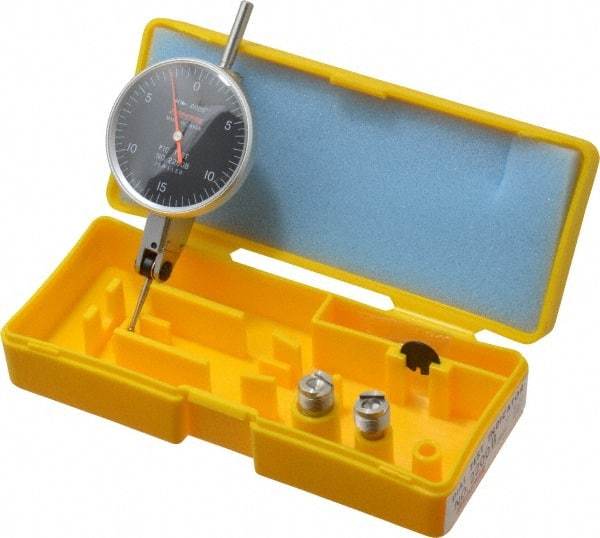 Peacock - 0.03 Inch Range, 0.0005 Inch Dial Graduation, Horizontal Dial Test Indicator - 1-3/8 Inch Black Dial, 0-15-0 Dial Reading, Accurate to 0.0005 Inch - Eagle Tool & Supply
