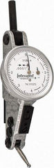 INTERAPID - 0.016 Inch Range, 0.0001 Inch Dial Graduation, Horizontal Dial Test Indicator - 1.2 Inch White Dial, 0-4-0 Dial Reading - Eagle Tool & Supply