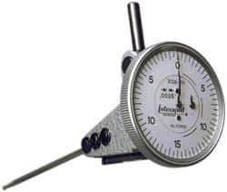 INTERAPID - 0.06 Inch Range, 0.0005 Inch Dial Graduation, Vertical Dial Test Indicator - 1-1/2 Inch White Dial, 0-15-0 Dial Reading - Eagle Tool & Supply